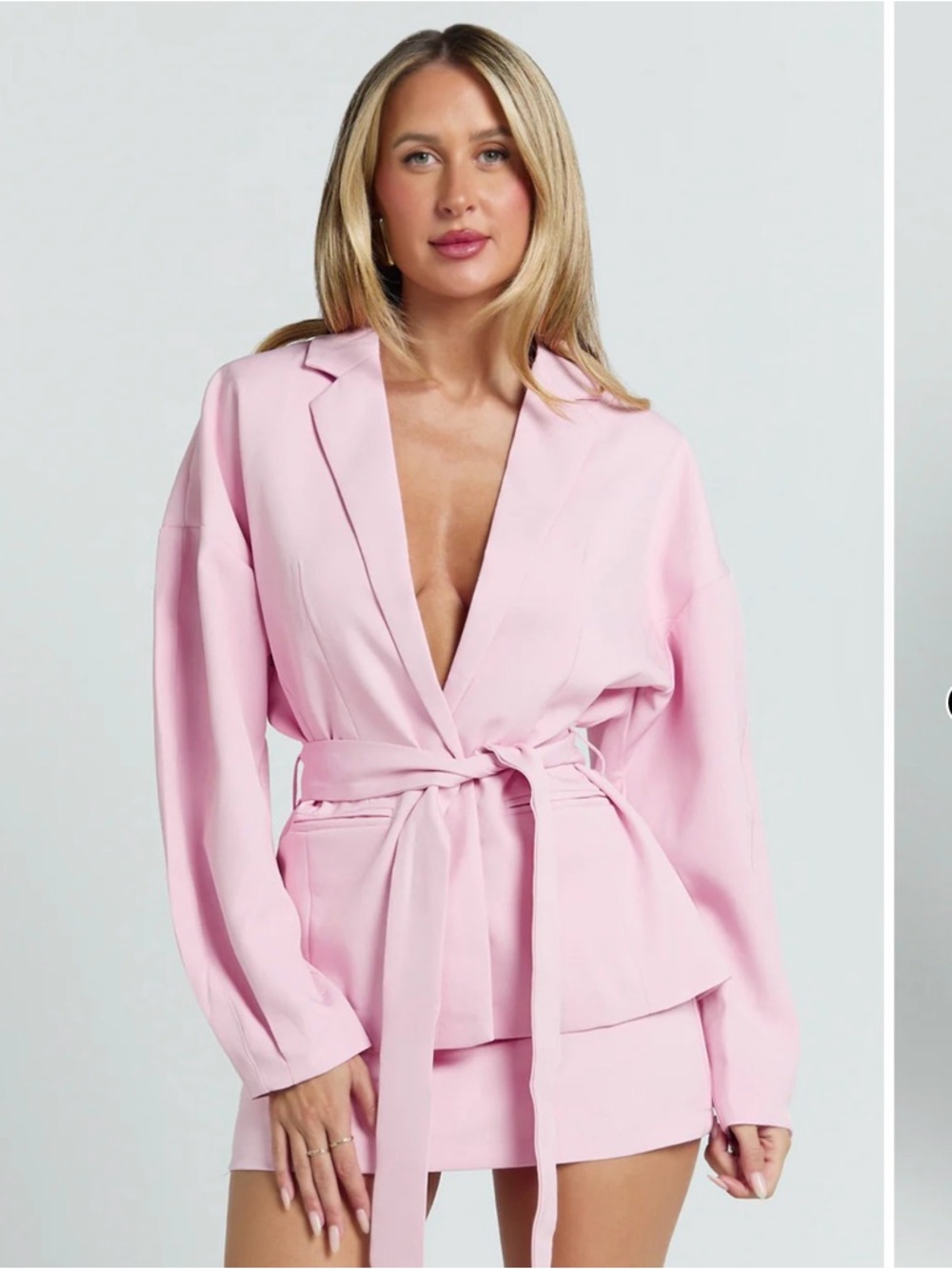 Showpo Pink Tie-Waist Blazer